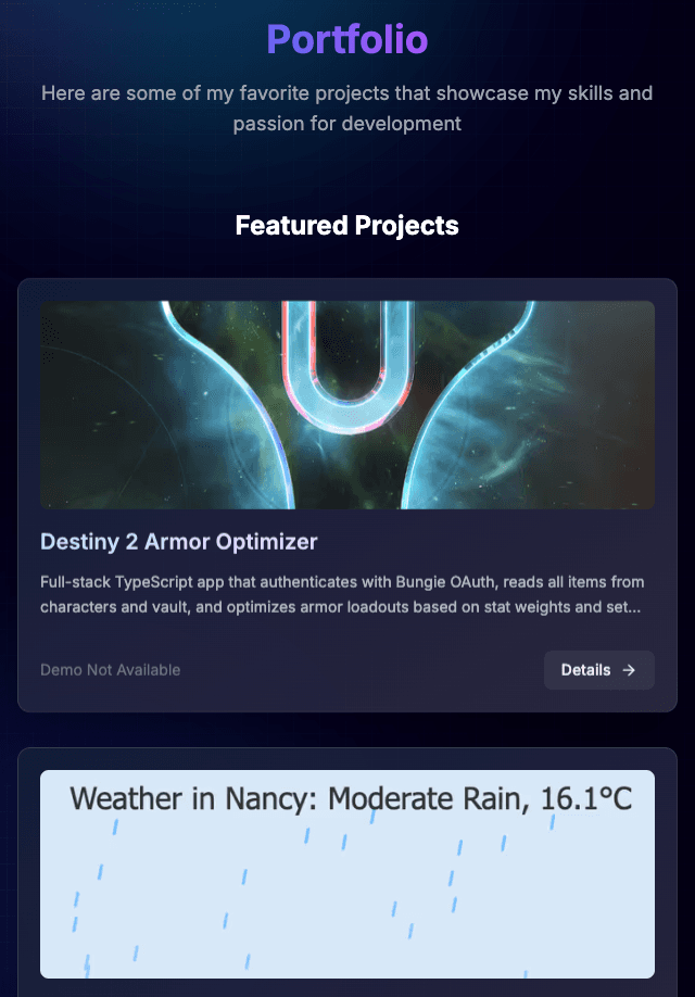 Portfolio Website screenshot 1